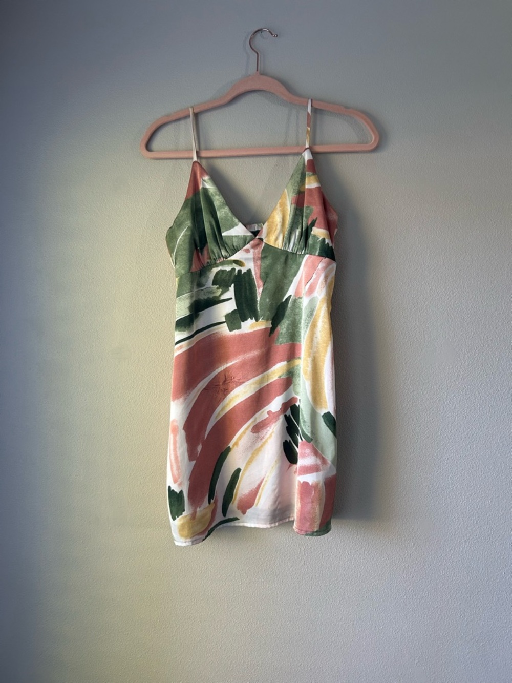 La Hearts Watercolor Slip Dress in Pink, Green & Yellow